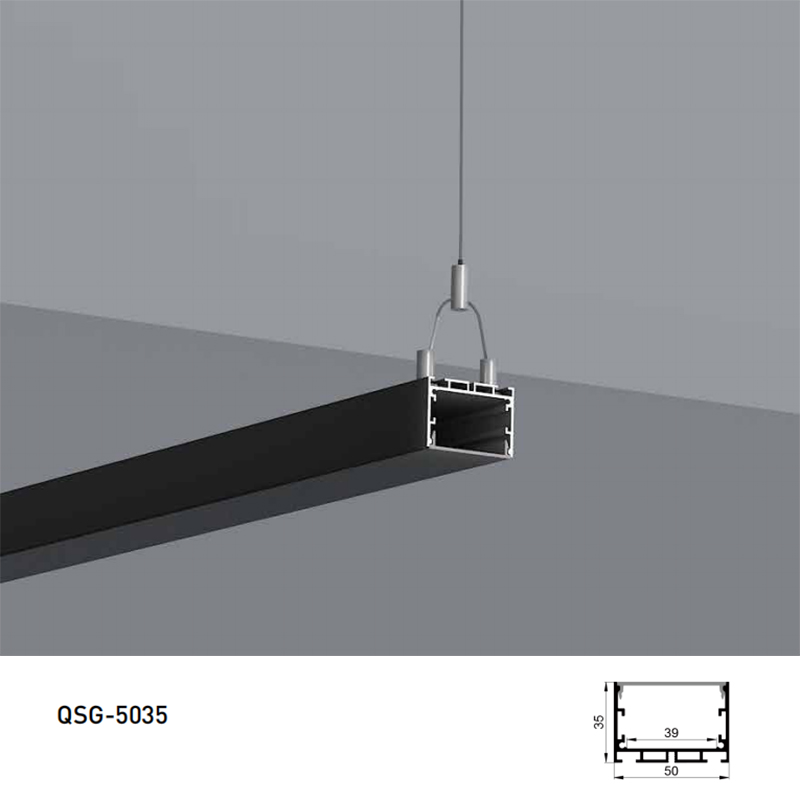Suspended Black LED Extruded Aluminum Channel For 39mm LED Strip Lighting